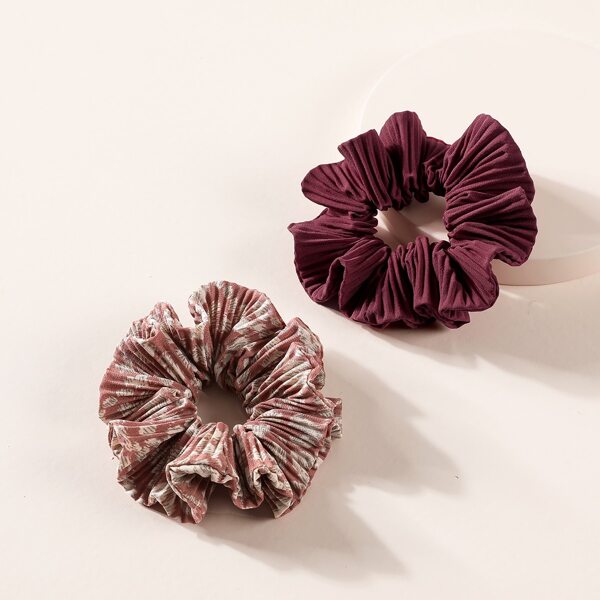 

2pcs Graphic Scrunchies, Burgundy