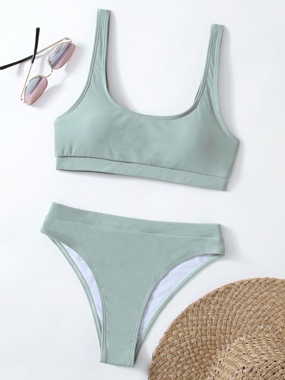 Solid Bikini Swimsuit