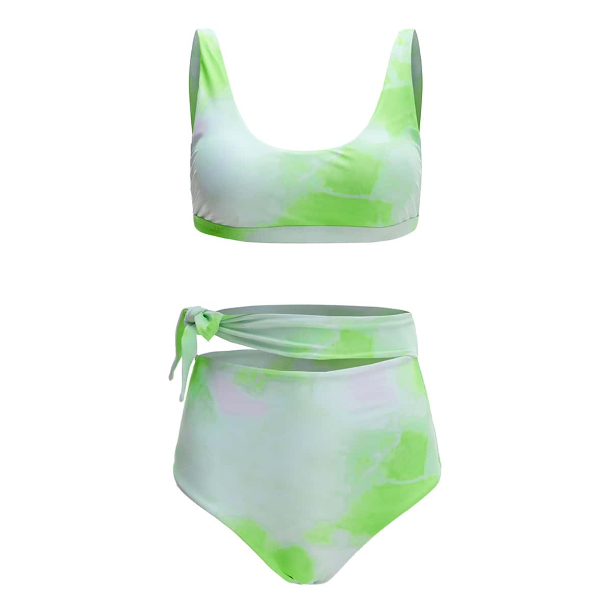 

Tie Dye High Waist Bikini Swimsuit, Green