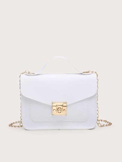 Snakeskin Effect Chain Bag