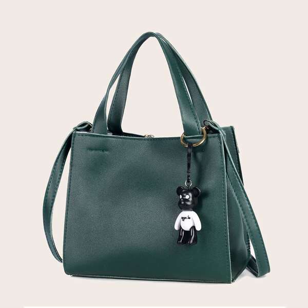

Minimalist Satchel Bag With Bag Charm, Green