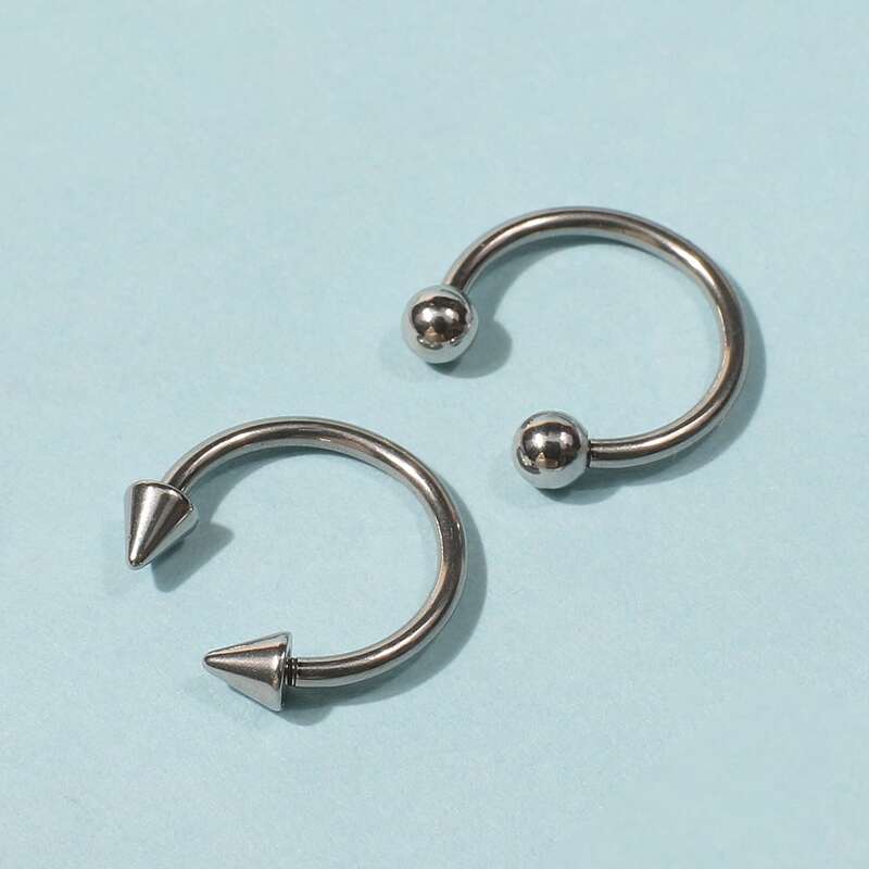 

2pcs Simple Nose Ring, Silver