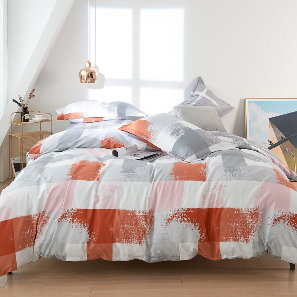 

Plaid Pattern Duvet Cover Set Without Filler, Multicolor