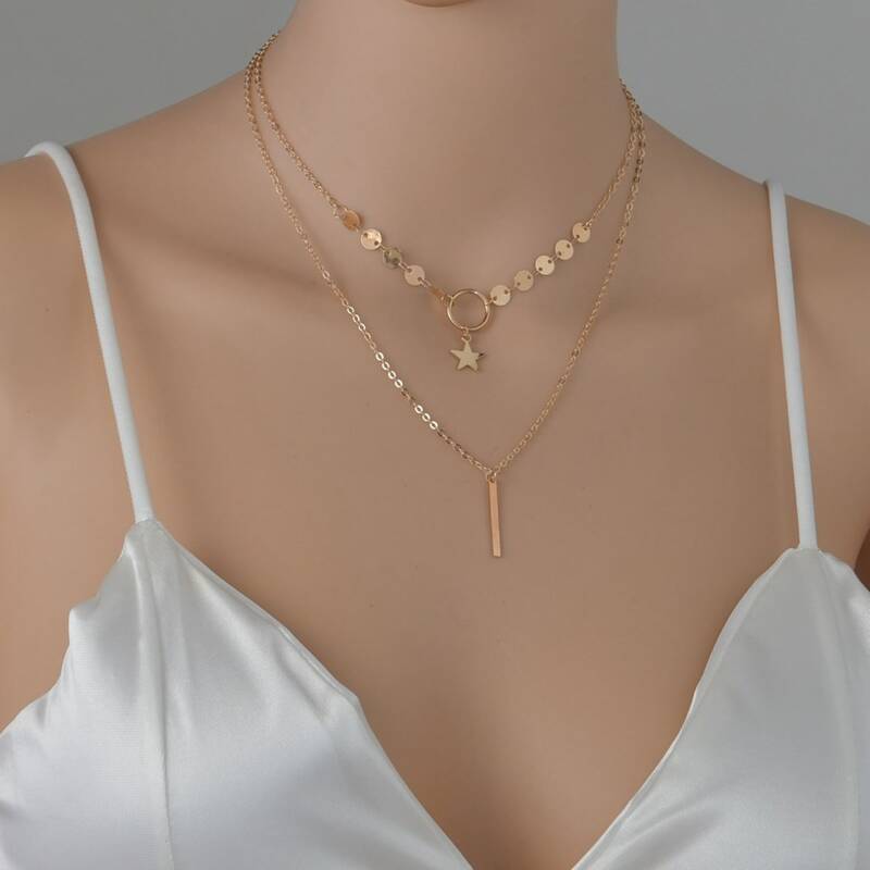 

Star Charm Layered Necklace, Gold