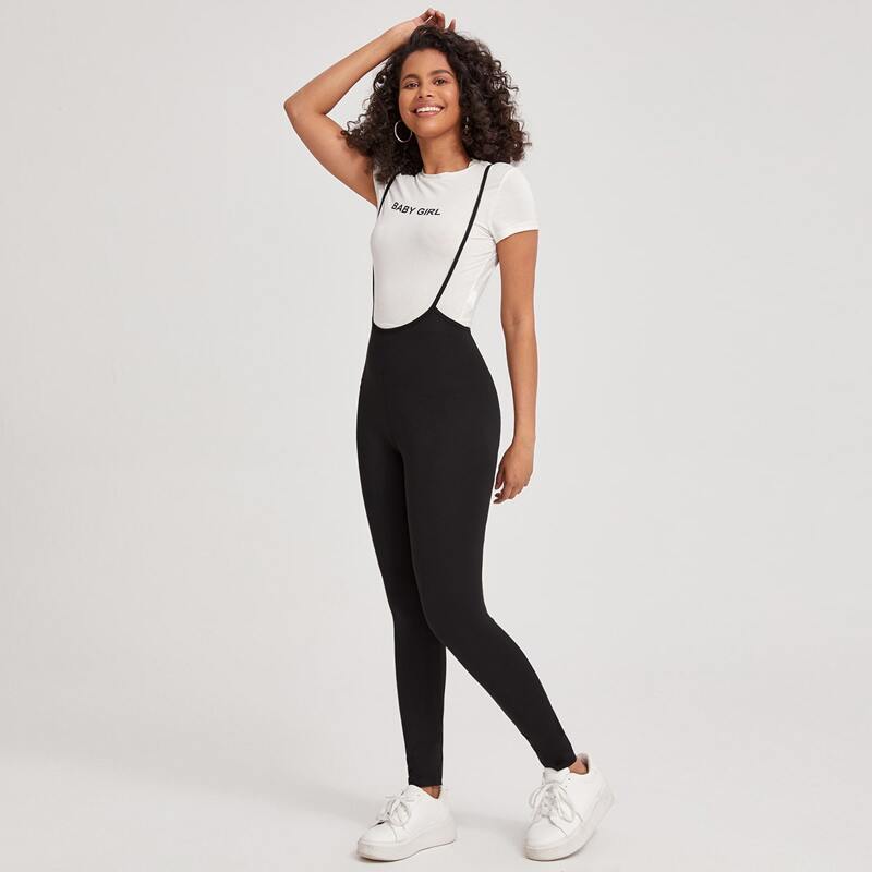 

Solid Overall Jumpsuit, Black
