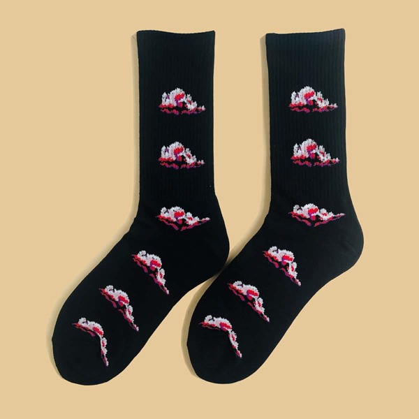 

Men Cloud Print Crew Socks, Multicolor