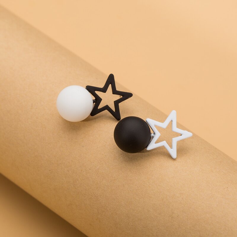 

Star & Ball Stud Earrings, Black and white