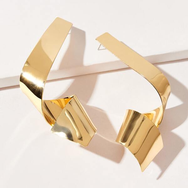 

Spiral Metal Earrings, Gold