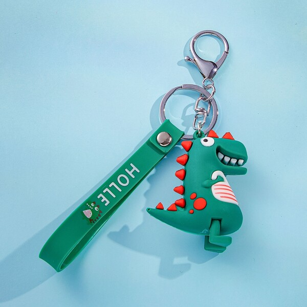 

Cartoon Dinosaur Charm Keychain, Green