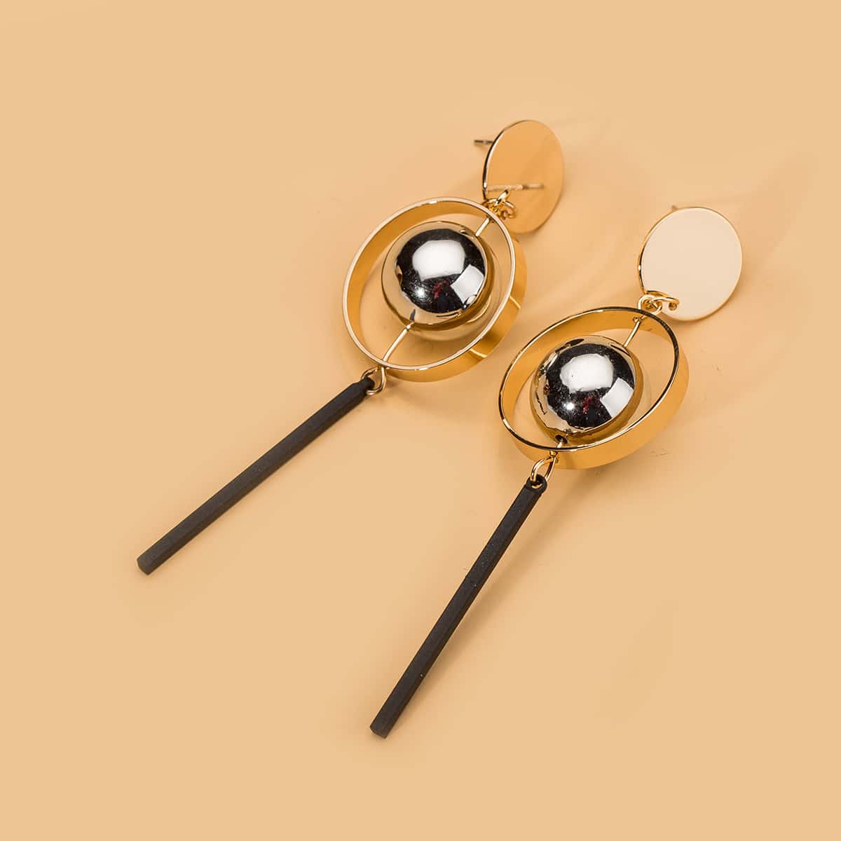 

Bar & Ball Drop Earrings, Gold