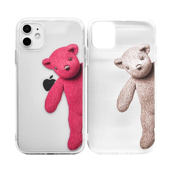 

2pcs Couple Bear Pattern Clear iPhone Case, Multicolor