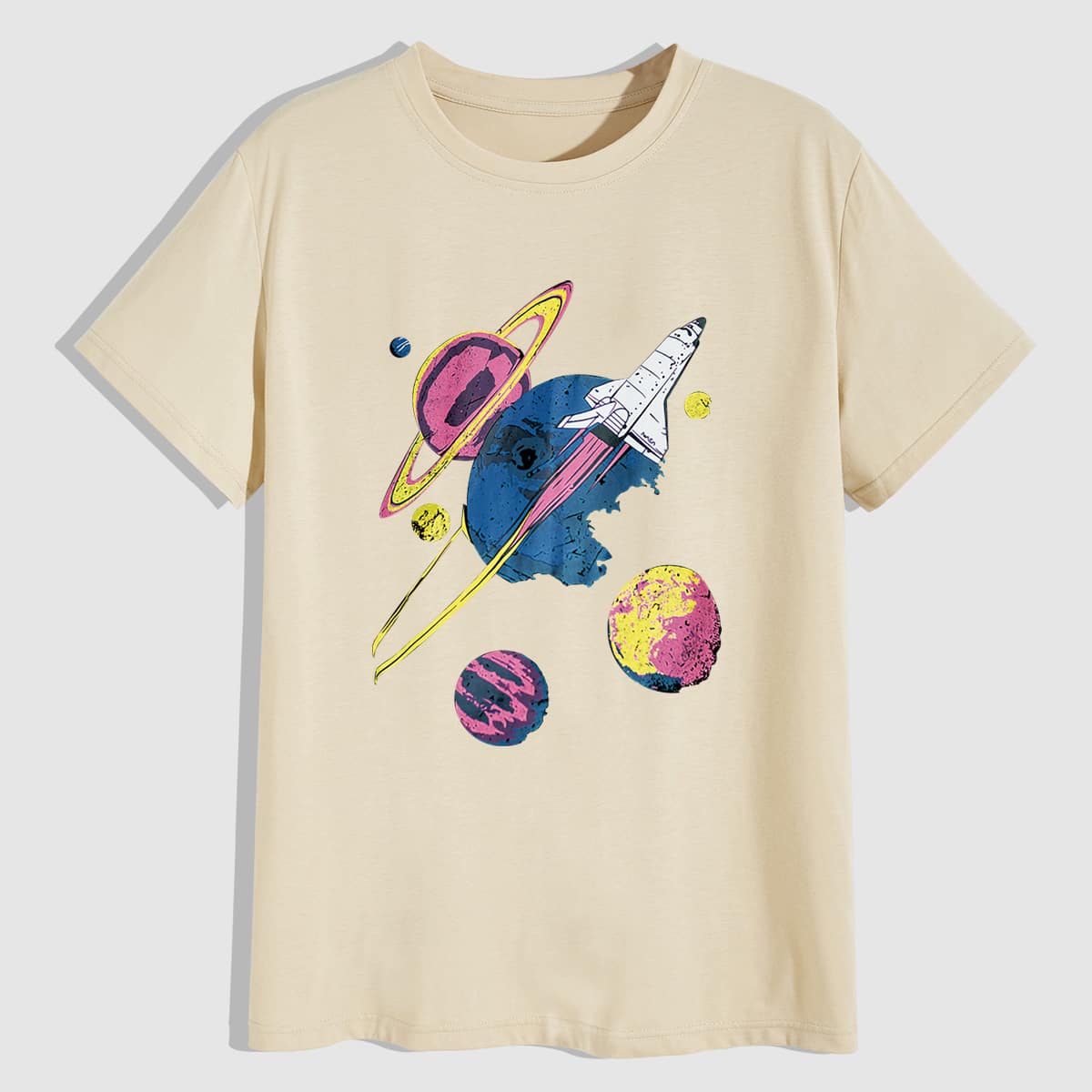 

Guys Rocket & Planet Graphic Tee, Beige
