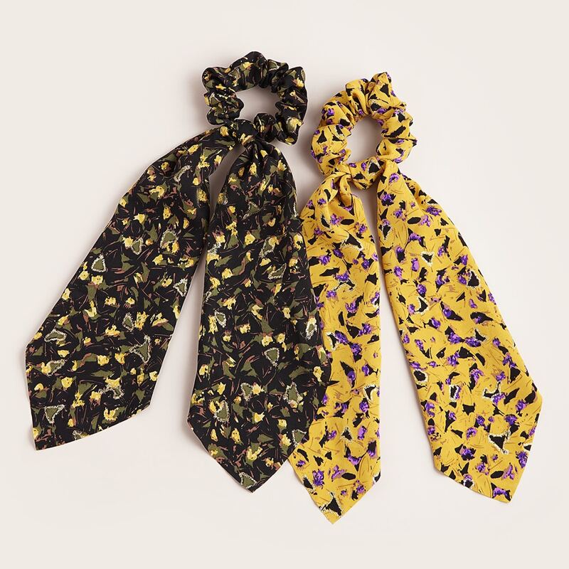 

2pcs Graphic Scrunchie Scarf, Multicolor