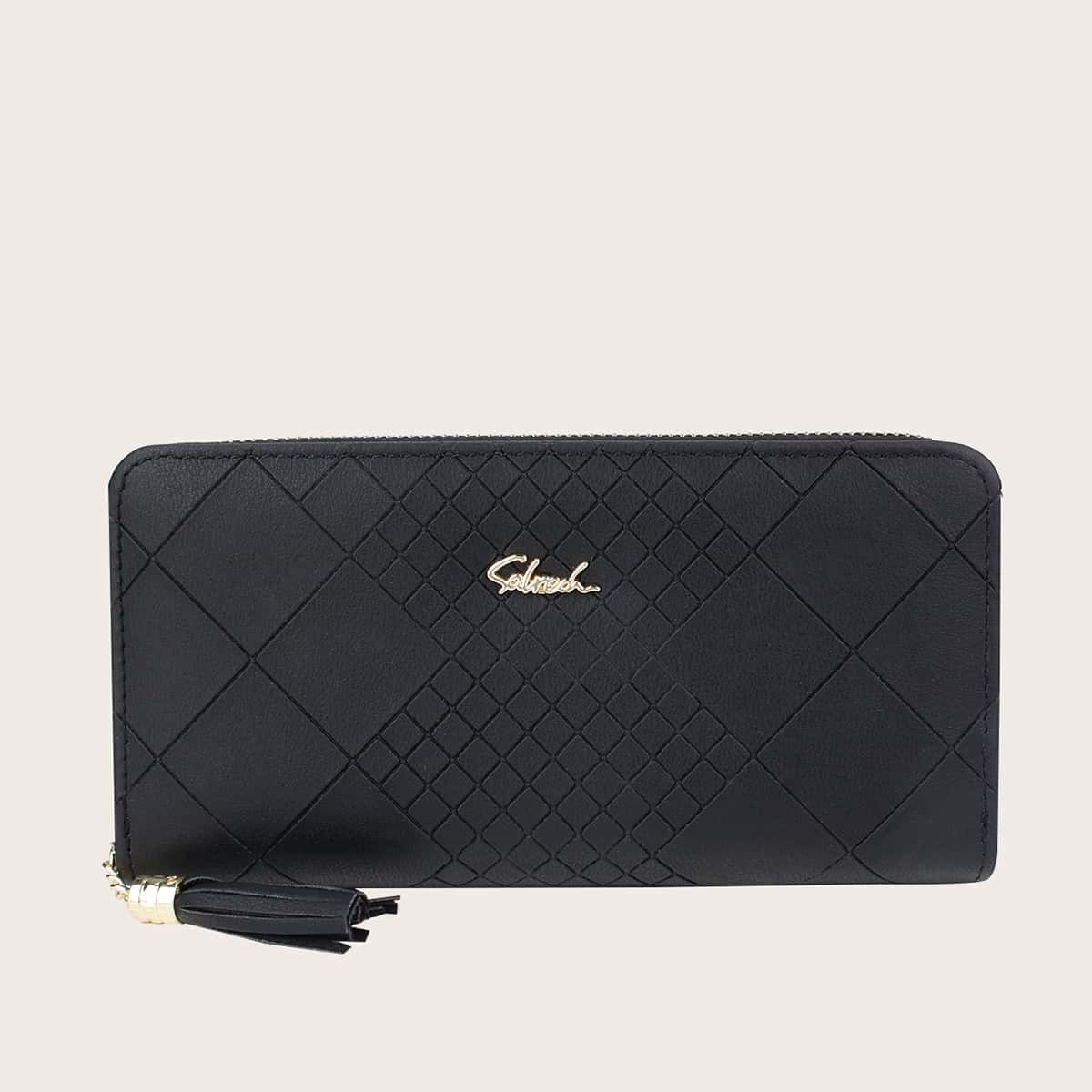 

Argyle Zip Around Purse, Black