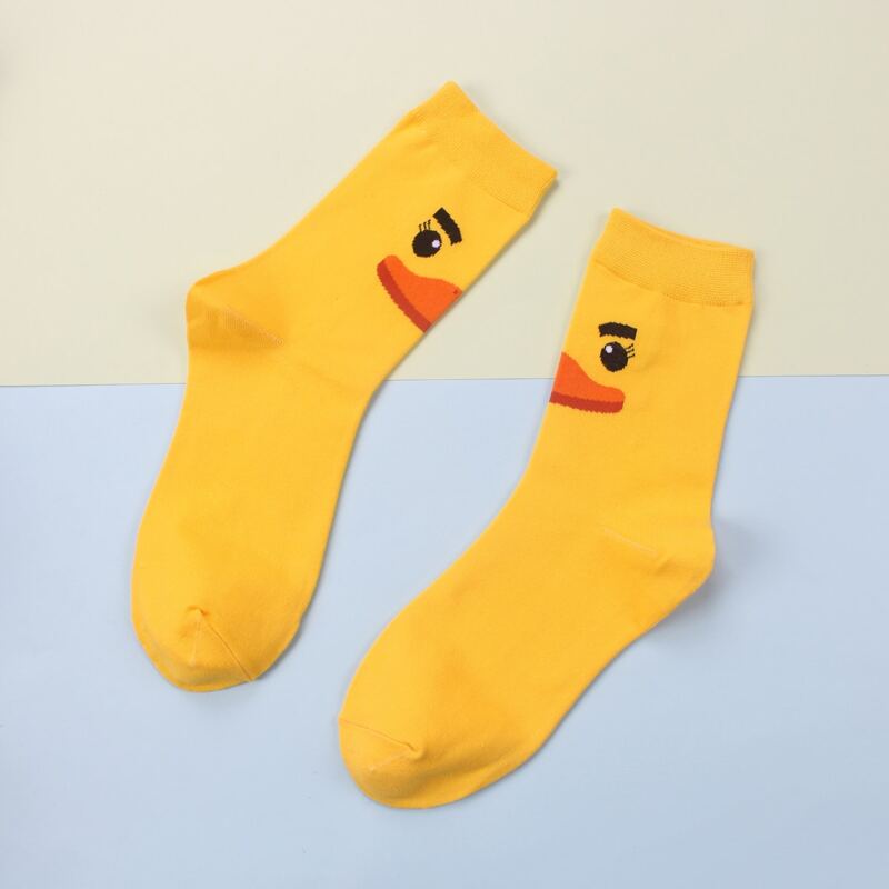 

1pair Cartoon Duck Socks, Yellow