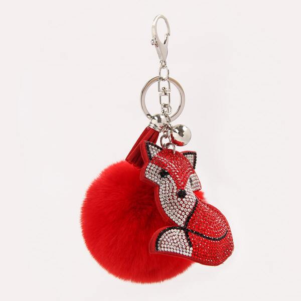 

Pom-pom Pendant Keychain, Red