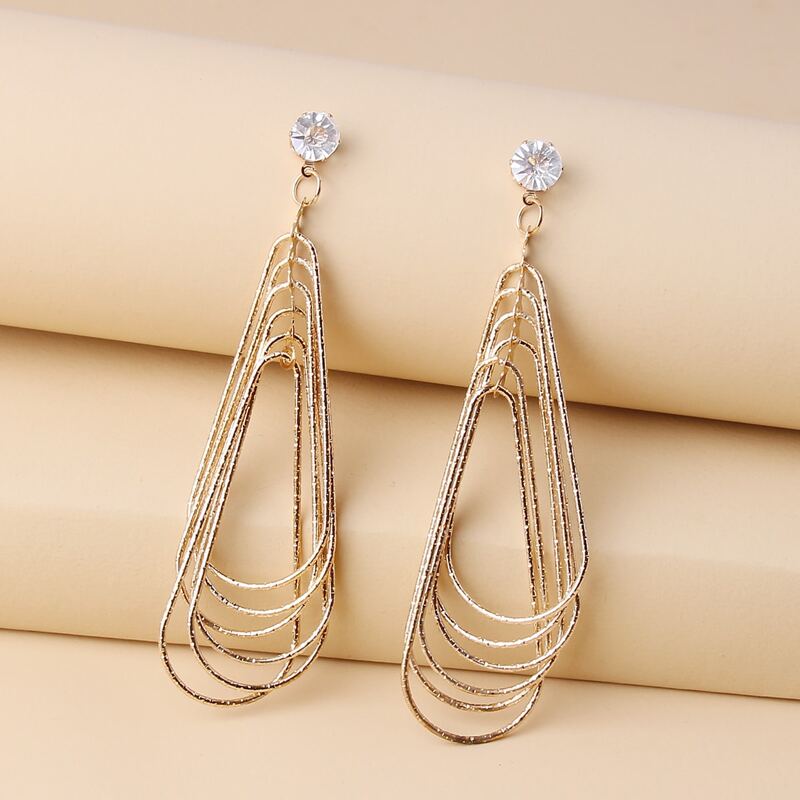 

Layered Water Drop Earrings, Gold