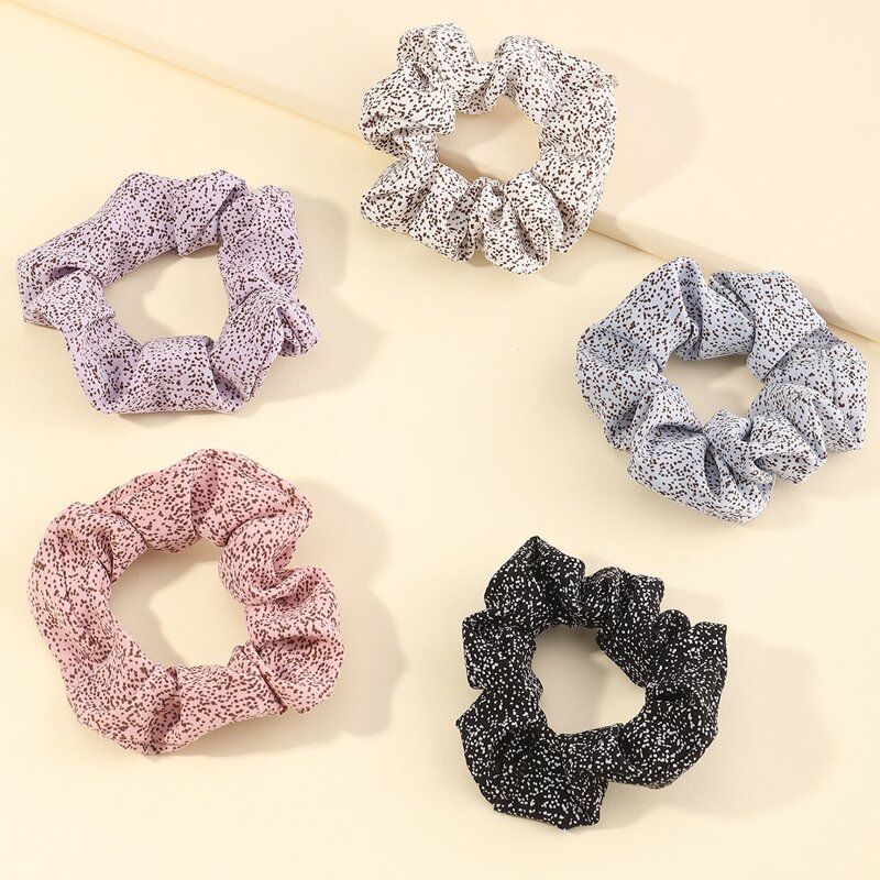 

5pcs Allover Print Scrunchie, Multicolor