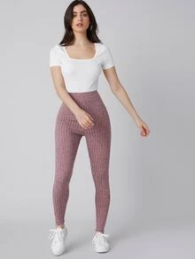 SHEIN Unity High Waist Leggings - Burgundy - View 5