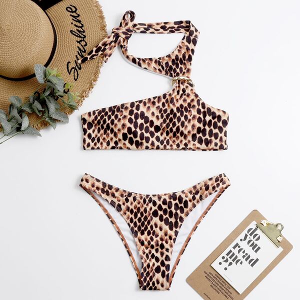 

Allover Print Cut-out Bikini Swimsuit, Multicolor