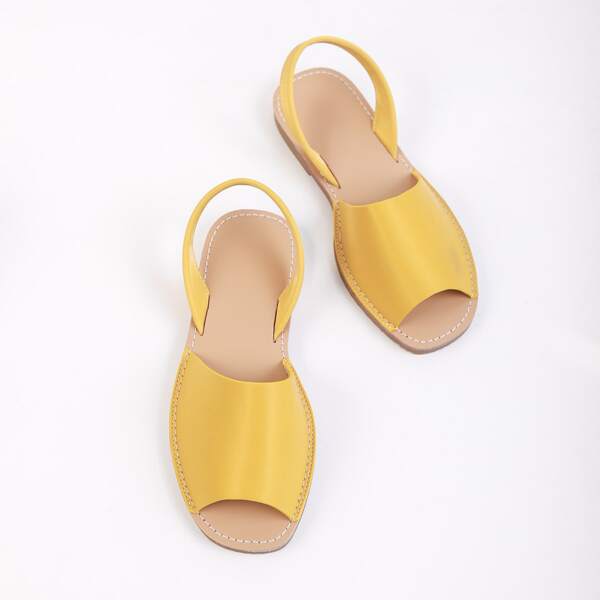 

Open Toe Slingback Flat Sandals, Yellow