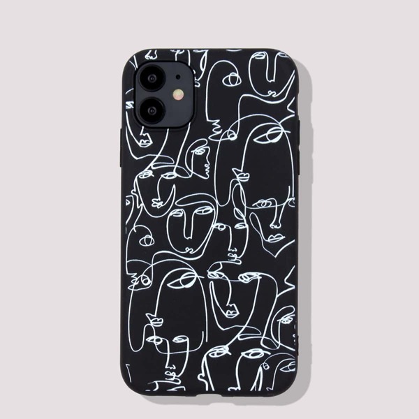 

Чехол для iPhone с узором лица, Черный и белый