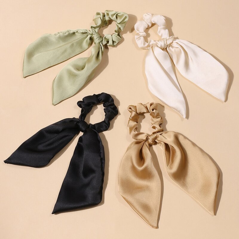 

4pcs Solid Scrunchie Scarf, Multicolor