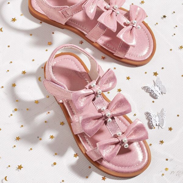 

Toddler Girls Bow Decor Velcro Strap Sandals, Pink