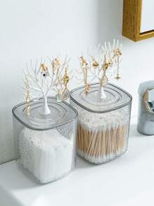 1pc Elk Detail Multifunction Swab Storage Box - Clear - View 5