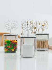 1pc Elk Detail Multifunction Swab Storage Box - Clear - View 7