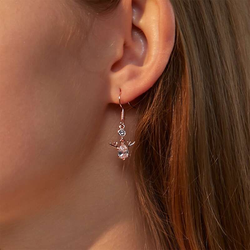 

Crystal Deer Drop Earrings, Rose gold