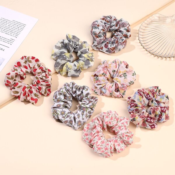 

7pcs Ditsy Floral Pattern Scrunchie, Multicolor