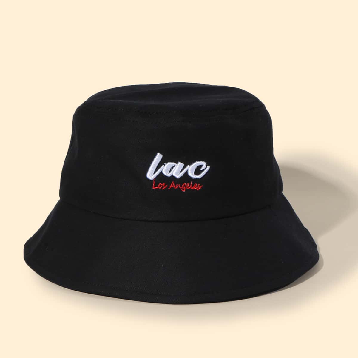 

Letter Embroidery Bucket Hat, Black