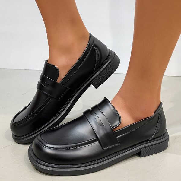 

Minimalist Wide Fit Slip On Loafers, Black