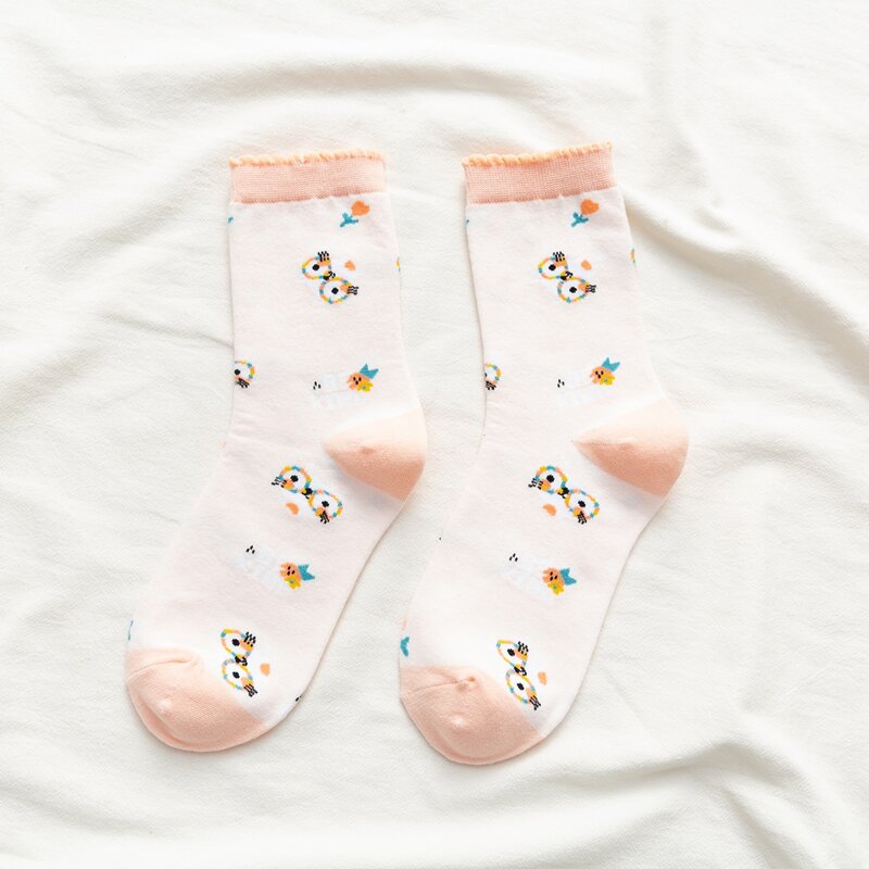 

1pair Cartoon Pattern Socks, White