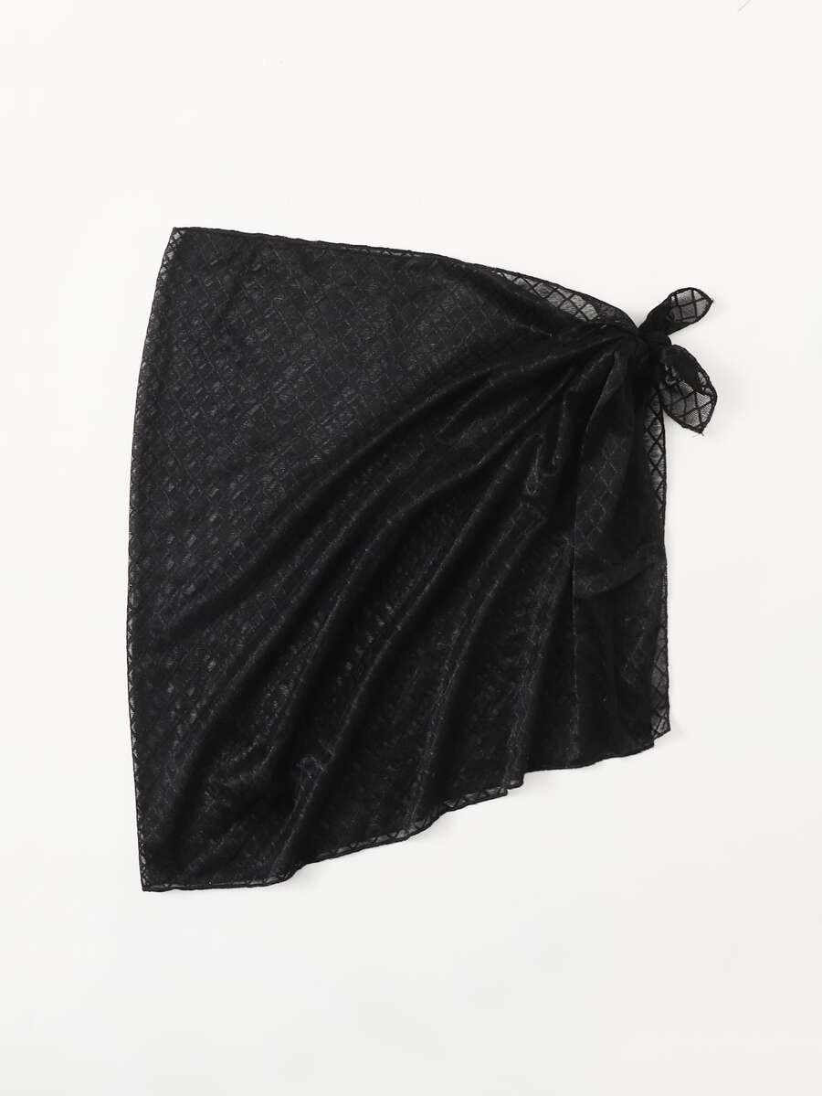 Knot Side Mesh Cover Up Skirt