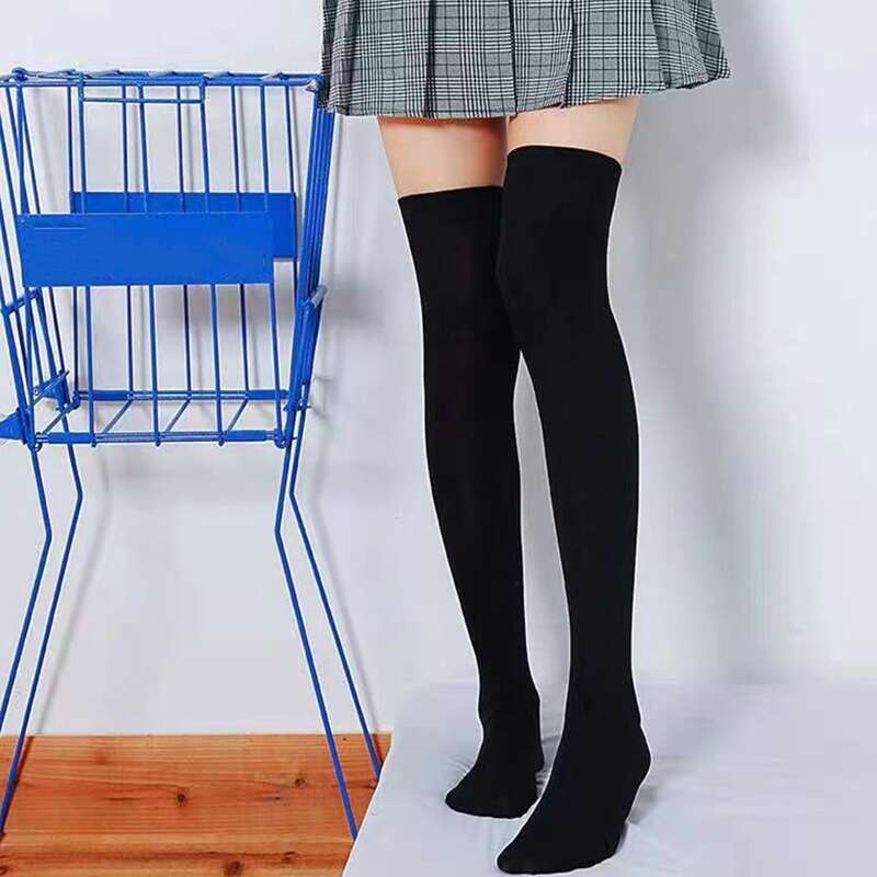 

1pair Over The Knee Socks, Black