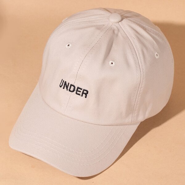 

Letter Embroidered Baseball Cap, Beige