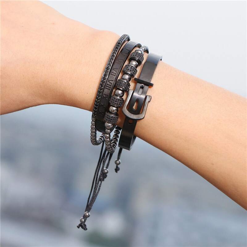 

Guys Beaded Layered Bracelet, Black