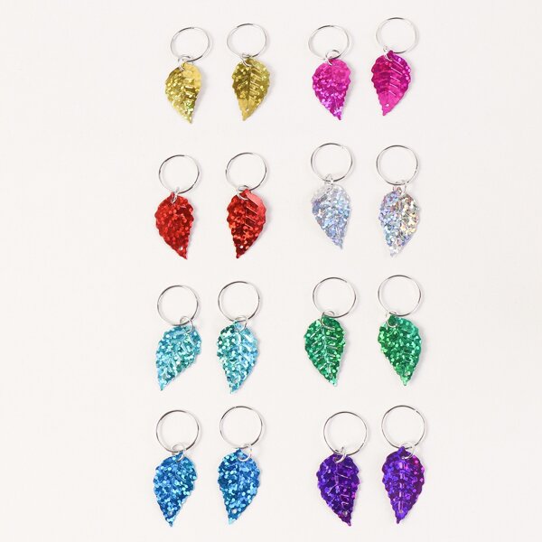 

16pcs Leaf Design Pendant Hair Accessories, Multicolor