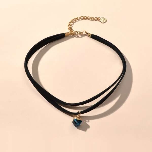 

Cube Charm Layered Necklace, Black