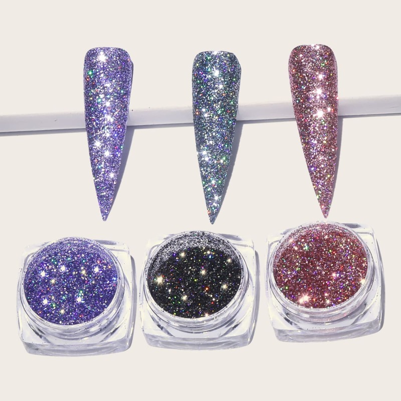 

3boxes Glitter Nail Art Decoration, Multicolor