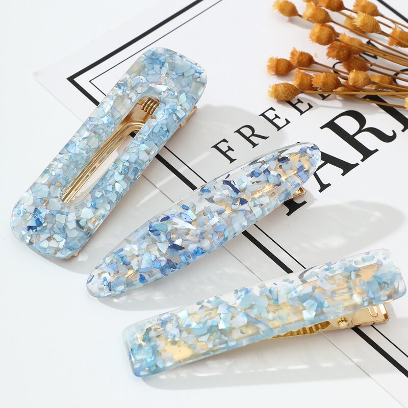 

3pcs Acetic Acid Hair Clip, Blue