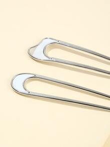 2入組極簡風格髮夾 - 銀色 - 查看 4