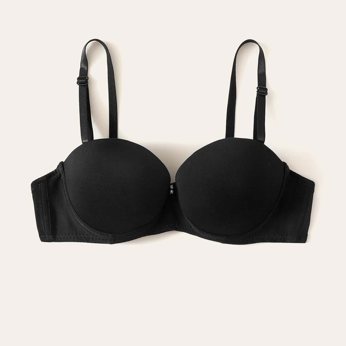 

Solid Push Up Underwire Bra, Black