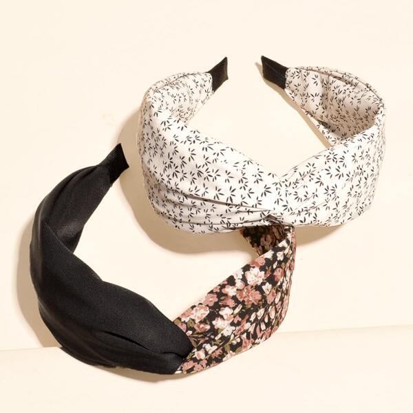 

2pcs Ditsy Floral Pattern Hair Hoop, Multicolor