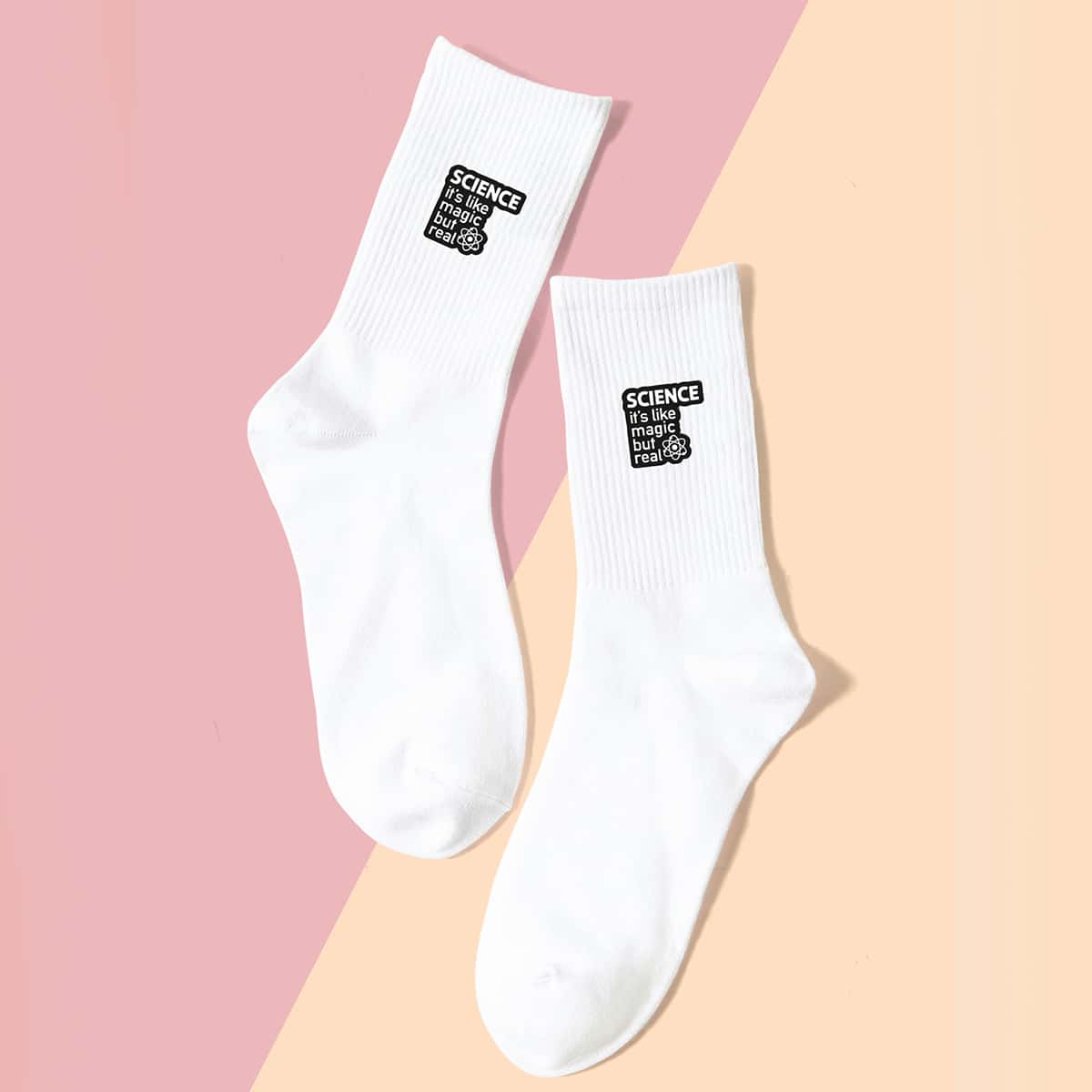 

Letter Graphic Socks, White