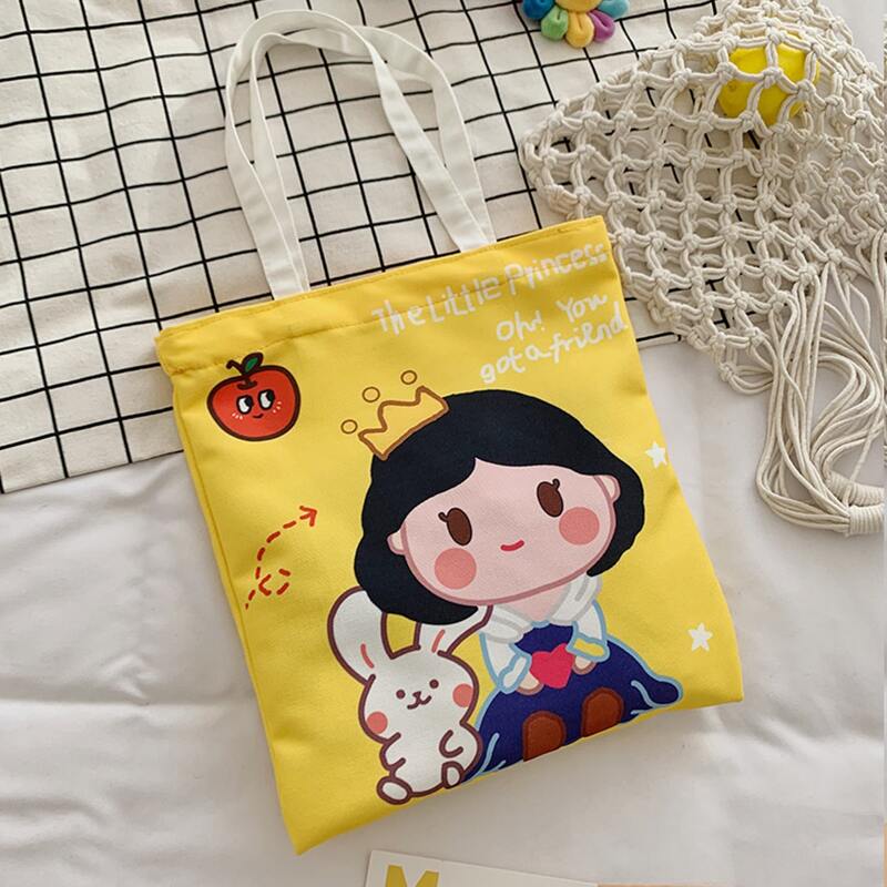 

Cartoon Figure Canvas Tote Bag, Yellow
