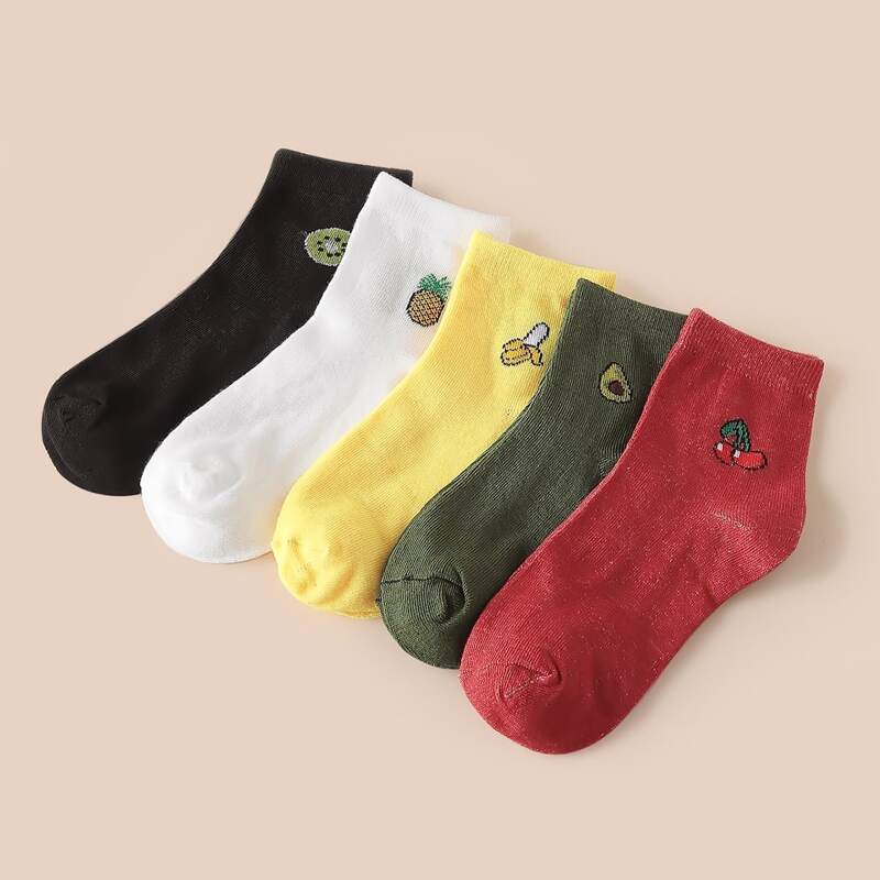 

5pairs Fruit Pattern Socks, Multicolor