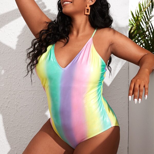 

Plus Ombre Metallic One Piece Swimsuit, Multicolor